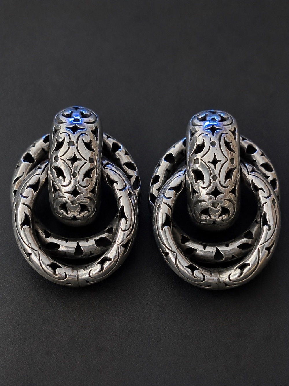 Vintage John Hardy Door Knocker Clip-On Earrings 925 Sterling Silver Indonesia